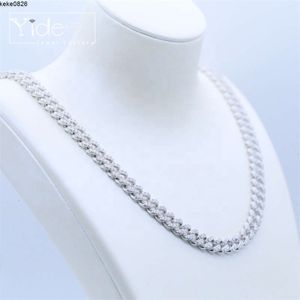 Simple Design Sterling Silver Jewellery Chain Necklace Jewelry Mens One Row Diamond Cuban Link Chain