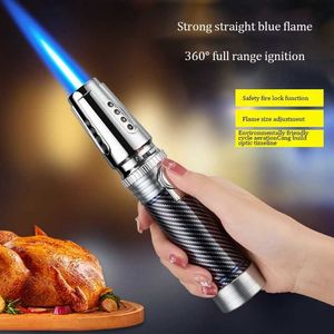 Tändare Öppna Flame Welding Torch Light With Safety Lock Spray Flashlight Blue Flame Light Outdoor Camping Light Candle Man Tool S2452907