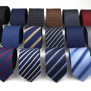 Neck Ties New Classic Striped Mens Tie Jacquard 7cm Polyester Narrow Band Tie Tight Wedding Beauty Business Neckline Set Shirt Gift Q240528