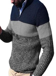 MEN039Sセーターエレコイスメンズ衣類セーターカラーブロックニット秋の冬のまっすぐな暖かいジャンパー服