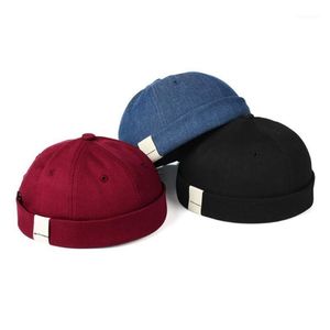 Adjustable French Brimless Hat Mens Retro Skull cap Docker Sailor Cap Biker Beanie Retro Sun Hats Vintage Unisex Harajuku1 274c