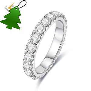 Luster smycken S925 Sterling Silver 3mm FL GRA Moissanite Diamond Jewelery Engagement Wedding Band Eternity Rings