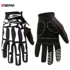 Qeqae Skeleton Pattern Unisex Full Finger Bicycle Cycling Motorcycle Motorbike Racing Riding Gloves Bike Glove for Women and Men 220812 2746