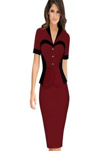 LCW Nowe modne kobiety Elegancka kariera optyczna Kontrast Faux Twinset Wear to Work Business Business Casual Donted Puszona Dres6421224