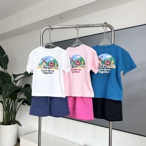 Tasarımcı Kids T-Shirt Şort Setleri Kızlar Pembe Mor Spor Seti Bebek Giyim Setleri Erkek Mavi Giysiler Gençlik Çocuklar Yaz Trailsuit 3-10 Yıl A1TV#