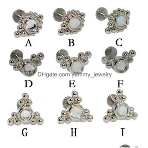 Tunga ringar 4st G23 Titanium piercing smycken labret läpp bar stud stål brosk Opal cz pärla öron tragus helix örhänge droppe leverera dha0c