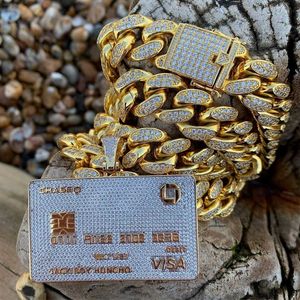 Full Iced Out Credit Card Pendant Necklace Mens Gold Silver Color Hip Hop Jewelry With Tennis Chain Charm CZ Jewelry Gifts X0707 253y