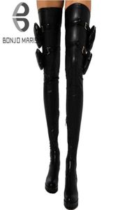 새로운 브랜드 디자인 플랫폼 포켓 가방 허벅지 하이 부츠 여성 지퍼 캐주얼 섹시 패션 최고 품질 무릎 부츠 여성 H1112490447