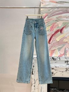 2024 Gratis frakt Blue Brodery Wide Leg Fashion Loose Women's Jeans Designer Women's Denim Pants 52912