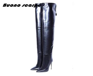 2019 New Leather Women Thigh High Crotch Boots Pointed Toe Sexy Ladies High Heel Runway Trendy Shoe Woman Over The Knee Boots T2003547100