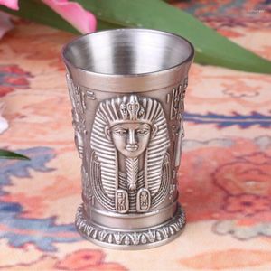 Cups Saucers Whiskey Mug Metal Art Craft Ancient Egypt Wine Cup Creative Drinkware Vintage Home Decoration Ornaments Gift