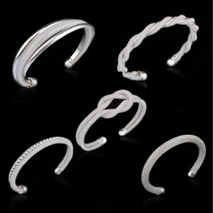 Cuff New 925 Sterling Sier Mesh Bracelets 5 Design Womens Double Wire Twisted Open Bangle For Ladies Hypoallergenic Fashion Jewelry D Dhzhc