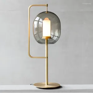 Bordslampor ljus lyxglas drake ägg designer mjuk dekorationsmodellrum lykta kinesiska sovrum studie sovlampa lampan