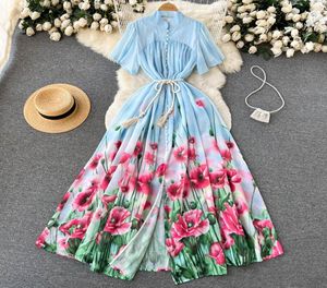 エレガントなフランスの女性ドレス半袖メッシュ刺繍スプライスアラインドレス夏のデザインファッションビーズ20236696850
