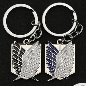 Anéis -chave Ataque em Titan Keychain Wings of Liberty Dom Scouting Len Eren Keyring Porta de corrente Jóias por atacado DRIAGENS DHMBQ