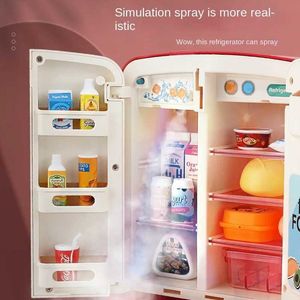 Kitchens Play Food Childrens Household Appliances Kitchen Toy Fridge Refrigerator Accessories with Ice Dispenser Role Playing Cutting Toys WX5.28