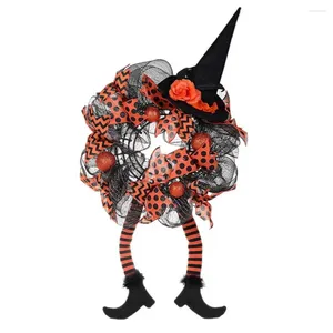 Dekorativa blommor Witch Hats Garland Room Halloween Decor Spooky Hat Leg Door Hanging Wreath Dålig dekoration för festlig fest