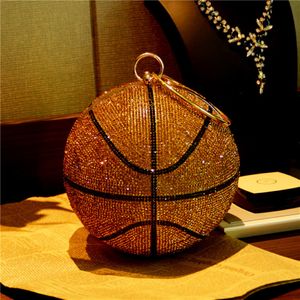 HBP 2021 Basketball Bag Round Ball Gold Clutch Purse Crossbody for Womens Evening Rhinestone Handbags Ladies Party Shoulder Purses Pink 236Y