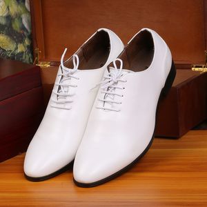 New British men's lace up white pointed leather shoes authentic trendy hairstylist leather shoes wedding shoes