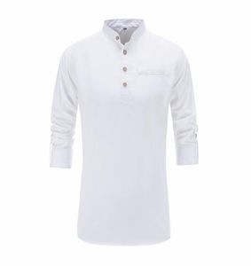 2018 Summer Men Botton Shirt Long Rleeve Mandarin Cotur