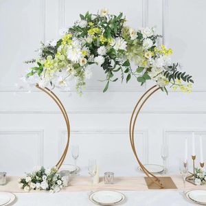 Party Decoration 10pcs 80cm TallGold Metal Floral Arch Frame Wedding Table Centerpiece Stand With Curvy Design Large Display Or Aisle Prop