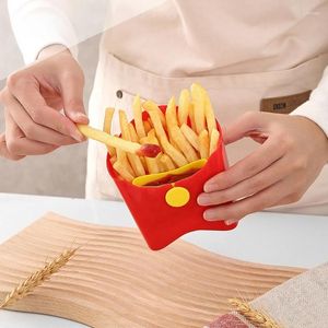 Plattor Portable Plastic French Fry Cup Snack Storage Box PP Salad Student Square Bowl