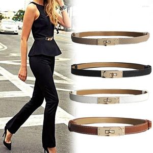 Cinture abiti da abbigliamento per banchetti sottili di alta qualità Donne Donne Elegante Accessorio di lusso Luxo Golden Lock Solid Color PU Welband