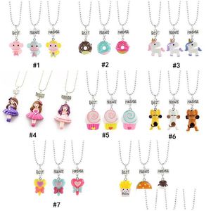 Pendant Necklaces Best Friends Bff Necklace For Kids Boys Grils Princess Dog French Fries Burger Donut Chains Children Friendship Jewe Dhfrd