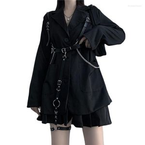 Belts Goth Punk Black Chain Belt Women Harajuku Fashion Techwear Corset Waistband PU Leather Heart Vintage Body Strap Harness 304J