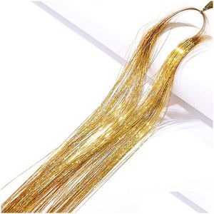 Hårtillbehör 90 cm längd Sparkle Shiny Tinsel Rainbow Silkhår.