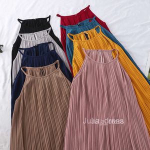 Mizaç kolsuz asılı boyun yelek etek kadın için yaz yeni açık arka uzun pileli tatil elbise uzun elbise moda