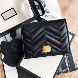 Luxurys Lady Marmont Wallet Coin Purses와 함께 상자 키 파우치 ID 카드 홀더 패션 퀼트 가죽 카드 케이스 여성 카드 소지자 디자이너 지갑 홀더 지갑 선물