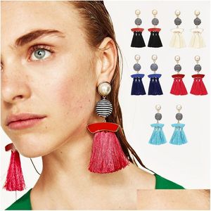 Dangle & Chandelier New Ethnic Boho Tassel Earrings For Women Line Ball Pearl Statement Long Drop Handmade Earring Charms Bohemian Je Dhsiz