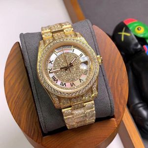 フルダイヤモンドメンズウォッチ自動機械式時計40mmステンレス鋼ケース腕時計モントレデフルク326A