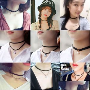 Chokers New Fashion Vintage Stretch Tattoo Choker Halsband Gothic Punk Grunge Henna Elastic Mti Color Smyck för Drop Delivery Neckla Dhxgy