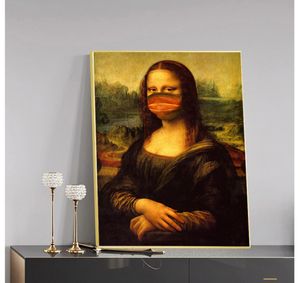 Maschera divertente mona lisa dipinto ad olio sul muro riproduzioni poster di tela e stampe immagini artistiche da parete per soggiorno decoro8517698