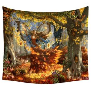 Tapestries Fantasy Art Forest Fairy Autumn Scenery Målning Tema av Ho Me Lili Tapestry för rumsdekor