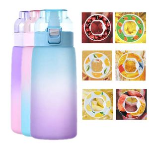 Nowe plastikowe Tritan Sports Cups Air Up Portability Frowar Flavor Watermelon Passion Fruit Water Butelka z słomkowym letnim kubkiem na zewnątrz 600 ml modne 31qn