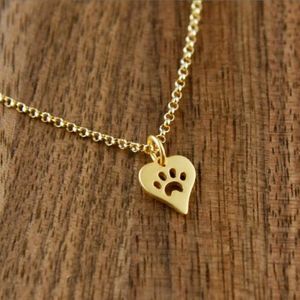 10pc Dog Paw Print Love Heart Pendant Necklace Women Spring Fashion Style Animal Animal Pet Palm Palm Paw Mark Print Necklace Party Gifts 241J