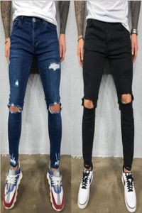 Ny stil rippade byxor smala fit stretch men039s jeans mode casual hip hop jeans f12093678668