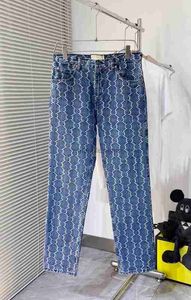 Męskie dżinsy projektant Slim Fit Letter Dżinsy proste, luźne rozciąganie swobodne sporne spodnie damskie L06G