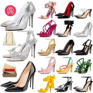 Projektant z czerwonymi obcasami na obcasie Otchasy Wysokie Obcasy Slingback Buty Redbottom Stiletto Peep-Toes Otwarte palce u stóp sportowe skórzane mokasyny Whiteress Gumowe mokasyny