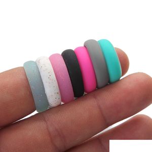 Anelli di banda Donne luccicanti sile matrimonio flessibile comodo moda o-ring per maschile mticolore design gioiello drop drop anello dhgri