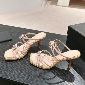 Katır tasarımcı kadın sandalet 6 cm yüksek topuklu ayakkabı zarif tasarlanmış kuzu derisi kaplı elbise ayakkabı parti ayakkabıları tatil ayakkabıları