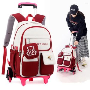 Borse per la scuola Rolling Welzed Backpack Book Borse Children With Wheels Students for Girls Trolley Cine School Bag