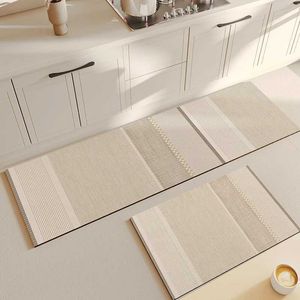 Teppichs Küche Beige gestreifte Teppich absorbierende Bodenmatten Diatom Schlamm Matte Schnelltrocknen Anti-Rutsch Langstreifen Teppich Alfombra de Cocina