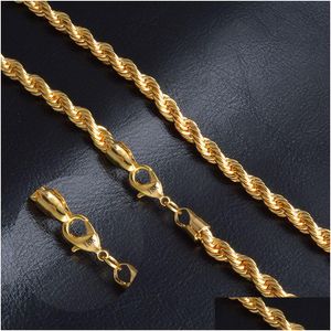 Chains 8 Styles Hip Hop 18K Gold Plated Necklaces Mens Cuban Box Snake Twisted Choker 20Inch Necklace For Women Fashion Jewelry Gift D Dhooy
