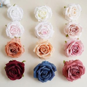 Decorative Flowers 5pcs Artificial Silk Cloth Doer Rose Flower Head Wedding Home Arrangement Wall Gift Box Making Fake