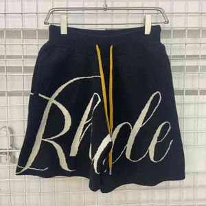 Rhude Real Pics Shorts Men Women Best-quality Yellow Drawstring Shorts Breeches 288q