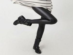 Mulheres Sexy Black Faux Leating Leggings Shiny Pants012344990350